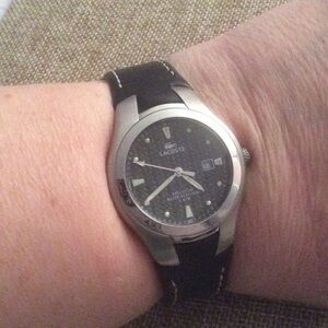 Authentic Lacoste Black Leather Strap Watch